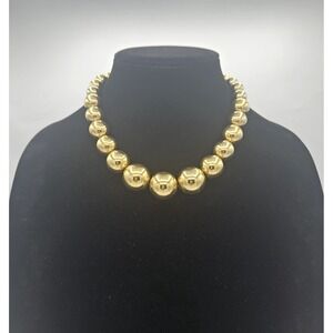 Vintage Napier Graduated Chunky Gold Tone Ball Necklace
